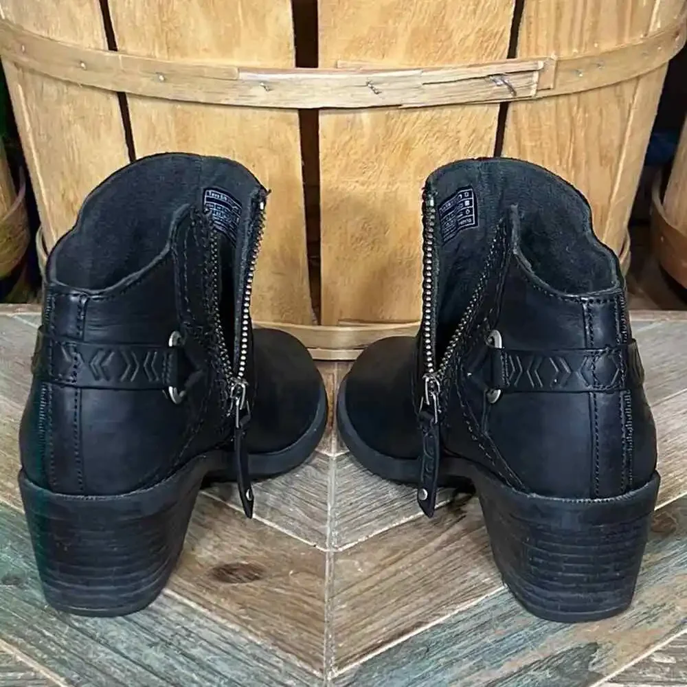 Teva Foxy Black Leather Waterproof 1017161 Zip-Up Ankle Boots Womens Size 5.5